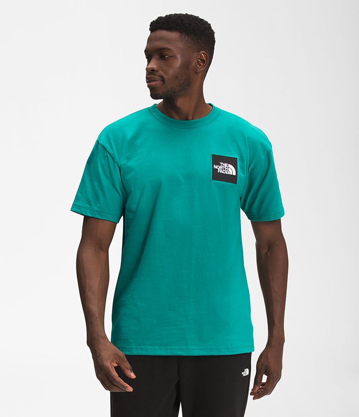 The North Face T Shirts Męska Zielone Krótki Rękaw Heavyweight Box - GVWD49218